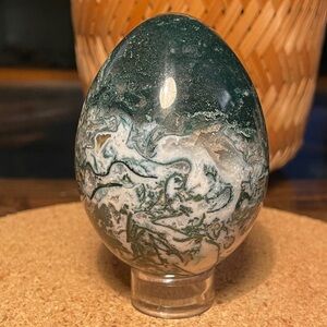 Moss Agate Extra Large Druzy Egg